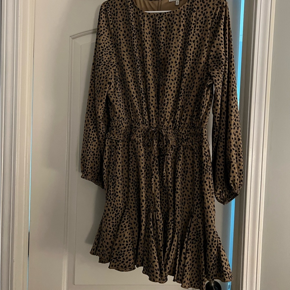 Boutique leopard print romper with drawstring waist